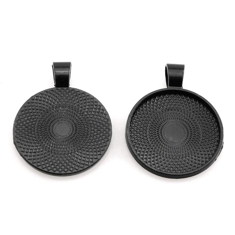 Lind Kitchen 25pcs Round Bezel Pendant Trays Setting Cabochon Blank Base for DIY Crafting Photo Jewelry Findings Making Accessories 25mm Black - Image 2